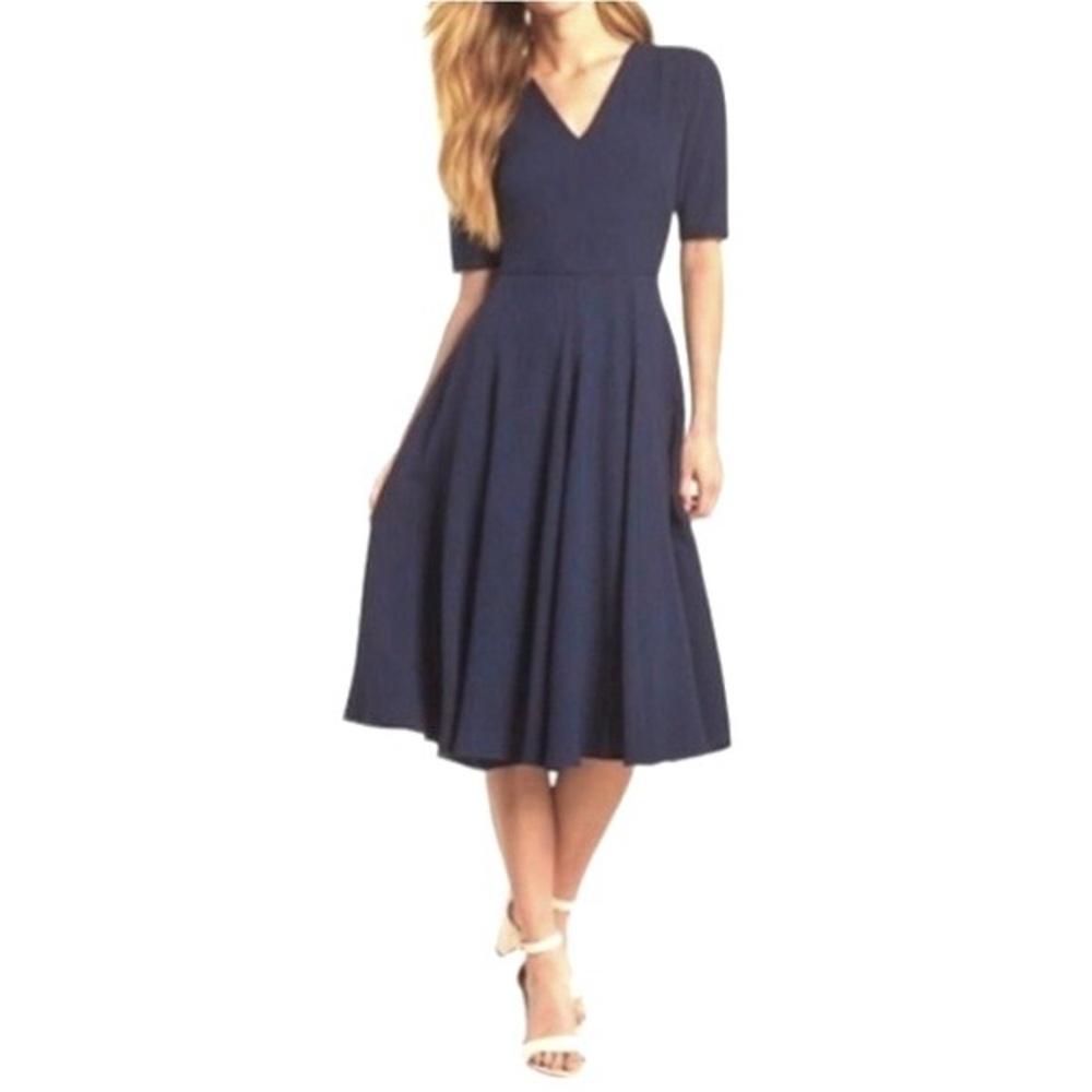 Gal Meets Glam Navy Edith Crepe Dress